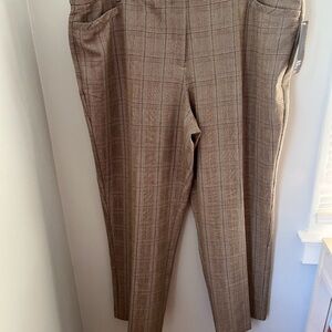 Avenue Brown and gray Plaid Trousers, tummy control straight leg, office teacher